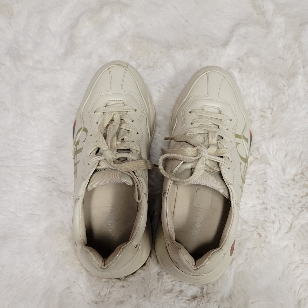 Gucci woman’s Rython Vintage logo leather sneakers Size 37 7 - Picture 12 of 14
